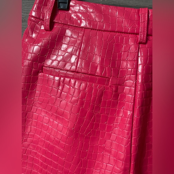 NWT 2pc 7 For All Mankind Pink Croc Leather Corset Crop Top Shorts Set Sz Small - Picture 13 of 16